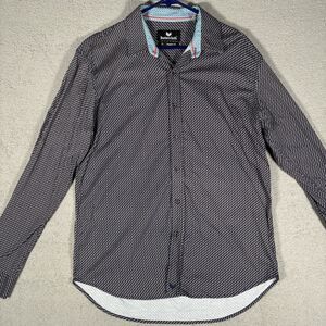 ButterCloth Shirt‎ Long Sleeve Button Down Men’s XL Geometric Art Deco Navy Blue